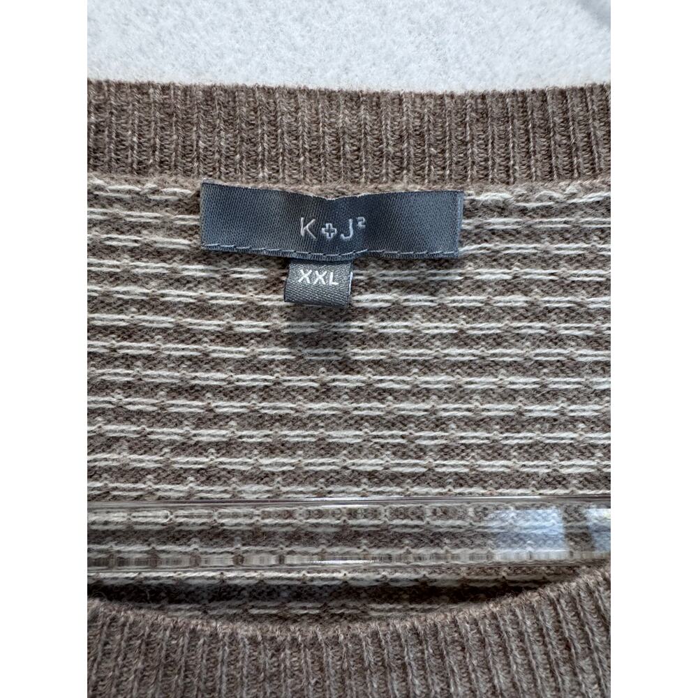 K+J Wool Cashmere Blend Knit Crewneck Sweater Brown Neutral office wear XXL - Picture 6 of 6
